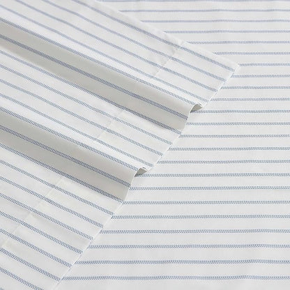 Eddie Bauer - Twin Sheets, Cotton Percale Bedding Set, Crisp & Cool Home Decor (Essential Stripe White, Twin)
