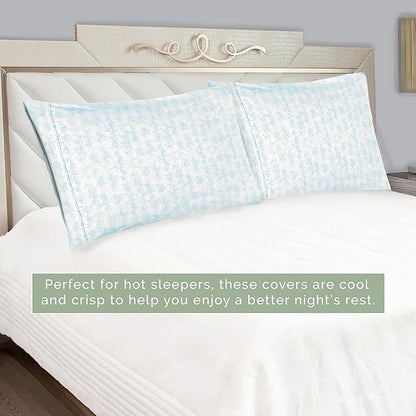 Elegant Comfort Ultra Soft Set of 2 Sea Waves Print Pillowcases - 1500 Premium Hotel Quality Microfiber, Soft and Smooth Envelope Closure 2-Piece Pillow Covers - King, Wave Aqua