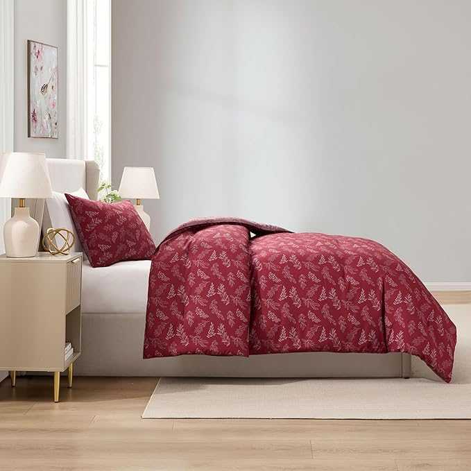 Nestl Twin/Twin XL Comforter Set - Mulberry Bed in a Bag Twin, 2 Pieces Reversible Bed Set, Soft Floral Bedding Set for College Dorm, All Season Botanical Comforters with Pillow Sham