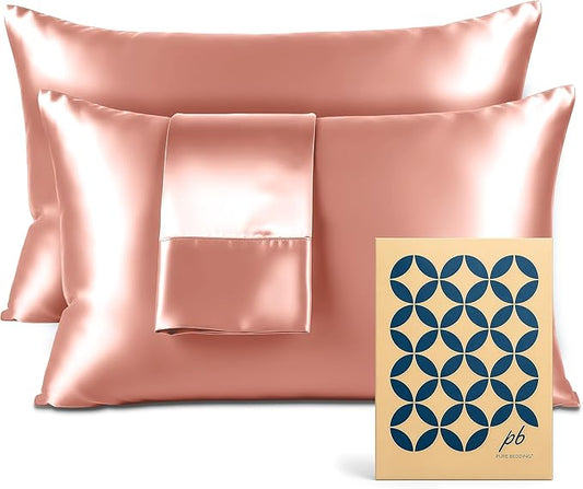 Satin Pillowcase 2 Pack - Queen Size (20"x30", Blush Pink) - Silky Pillow Cases for Hair and Skin - Satin Pillow Covers with Envelope Closure - Extra Soft Premium Microfiber