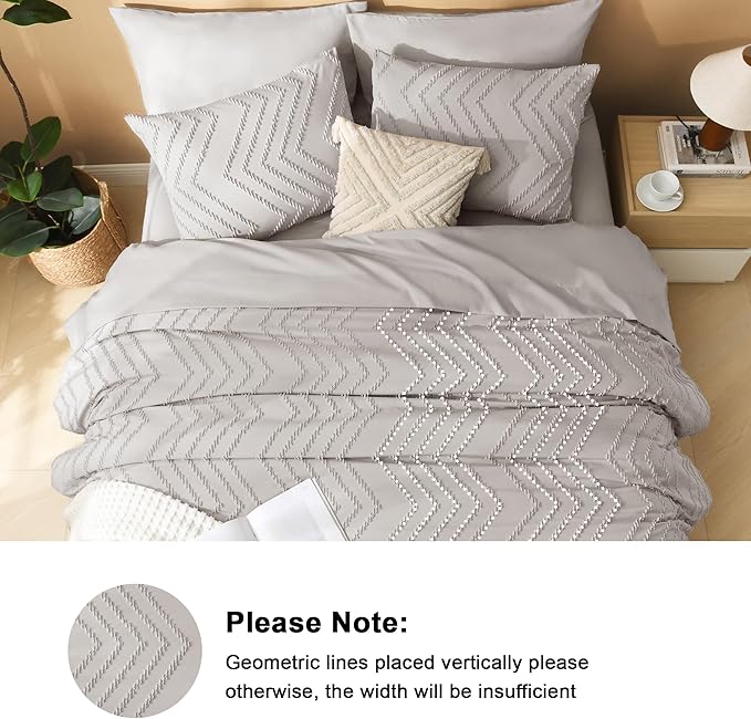 Litanika Linen King Size Comforter Set with Sheets - 7 Pieces Bed in a Bag King Boho Tufted Complete Bedding Sets with Comforter, Sheets, Pillowcases & Shams