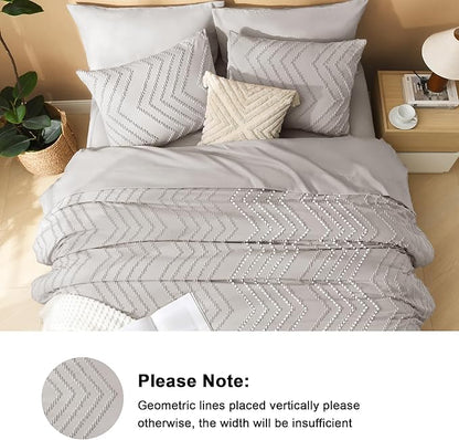 Litanika Linen King Size Comforter Set with Sheets - 7 Pieces Bed in a Bag King Boho Tufted Complete Bedding Sets with Comforter, Sheets, Pillowcases & Shams