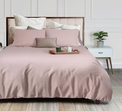 White Classic Pink Duvet Cover King Size, Microfiber Duvet Cover with Zipper, Set of 1 Down Comforter Cover with 2 Pillow Shams, Luxury Comforter Cover King Size | Comforter Not Included