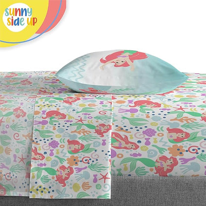 Sunny Side Up Disney The Little Mermaid Twin Comforter Set - 5 Piece Kids Bedding Includes Comforter, Sheets & Pillow Cover - Super Soft Ariel Microfiber Bed Set