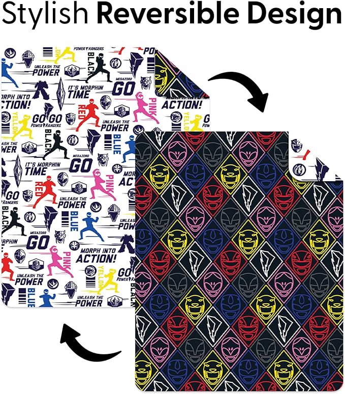 Northwest Power Rangers Core Quilted Blanket, Comfy Throw, Adults Boys Girls, Soft Lightweight Bedding for Bed, or Couch, 60 x 80 inches