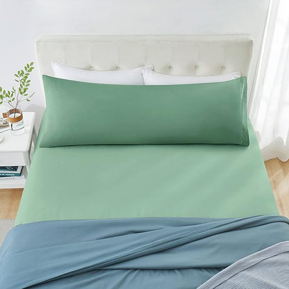 MILVOWOC 2Pcs Brushed Microfiber Body Pillowcases - 20 x 55 Inch, Dark Green Pillow Case Set Non Slip Envelope Pillow Cover with Moisture Absorption and Anti-Wrinkle