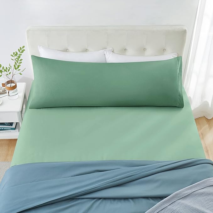 MILVOWOC 2Pcs Brushed Microfiber Body Pillowcases - 20 x 48 Inch, Dark Green Pillow Case Set Non Slip Envelope Pillow Cover with Moisture Absorption and Anti-Wrinkle