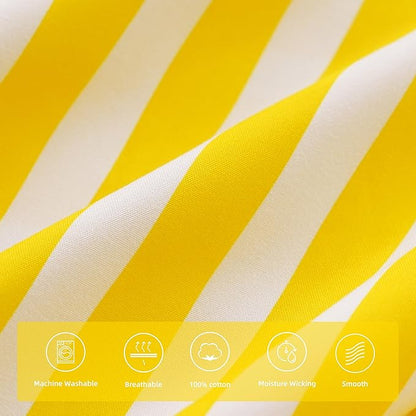 Yellow Striped Bed Sheet Set Twin Size 3 Piece with 16-Inch Deep Pockets- Super Soft & Wrinkle Free Stripe Bed Sheets - Luxury Yellow & White Striped Pinstripe Bedding for All Season