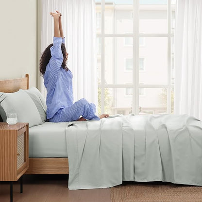 UGG Hedi Queen Sheet Set 4-Piece Luxury Cooling Sheets Deep Pockets Premium Bedding with 2 Pillow Shams Hypoallergenic Machine Washable Soft Lightweight Bed Set for Bedroom, Queen, Mineral Green
