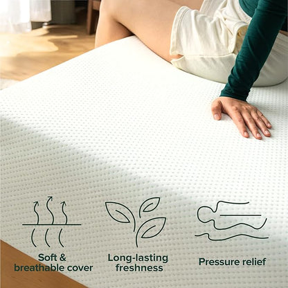 Zinus 12 Inch Queen Green Tea Memory Foam Mattress [New Version], Fiberglass Free, Medium Firm Feel, Zoned Pressure Relief, Certified Safe Foams & Fabric, Mattress in A Box