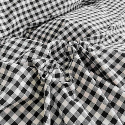 LifeTB Twin XL Comforter Set Black Gingham Comforter with 2 Pillowcases Vintage Ruffle Plaid Comforter Set Grid Bedding Checkered Pattern Comforter Fluffy Soft Plaid Gingham Bedding Set Twin XL