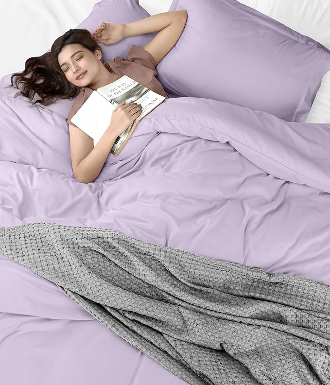 Utopia Bedding Duvet Cover Full Size - 3 Piece with Zipper Closure - 1 Comforter Cover 80X90 Inches & 2 Pillow Shams 20X26 Inches (Lavender) Comforter Not Included