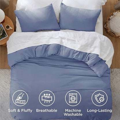 Bedsure California King Comforter Set, Blue Soft Prewashed Bedding for All Seasons, 3 Pieces GentleSoft™ Bed Set, 1 Lightweight Comforter (104"x96") and 2 Pillowcases (20"x36")