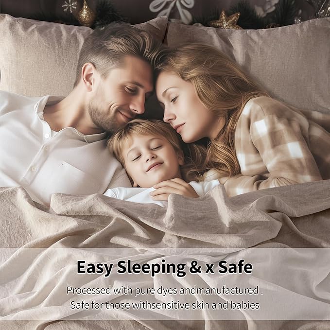 LBRO2M 100% Pure Linen Sheet Set Deep Pocket Up to 16" Bed Sheets Sets, Natural Flax Beddings Soft, Breathable, Comfortable for All Seasons 4 Pcs Sheet Set California King Size, Linen Color