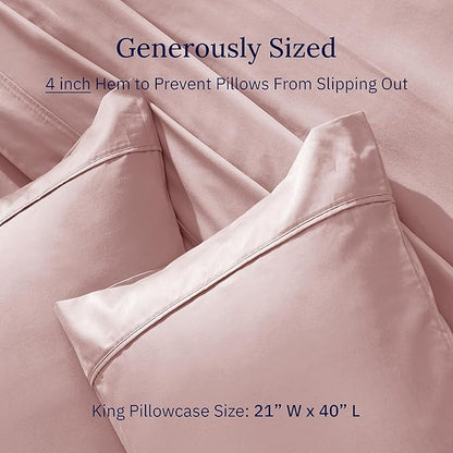 California Design Den Pillow Cases King Size Set of 2-400 Thread Count Sateen, Natural 100% Cotton Pillowcases King, Soft, Roomy and Breathable - Mauve