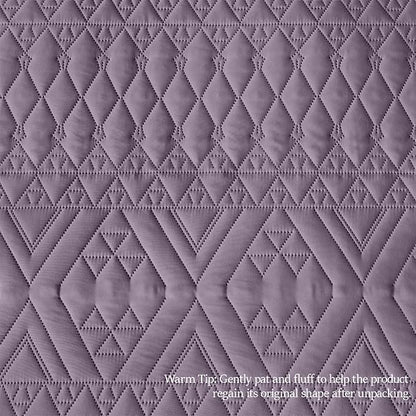 akkialla Twin Quilt Set, Grayish Purple Lightweight Microfiber Bedspread Coverlet, Boho Geometric Pattern, Soft All-Season Bedding, 2-Piece (1 Quilt, 1 Pillow Sham) | Breathable fabric, Modern style