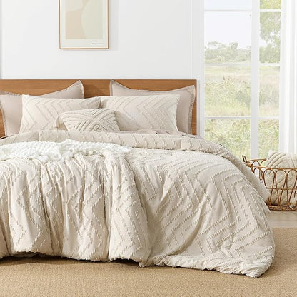 Litanika Full Size Comforter Sets Beige, Lightweight Fluffy Bedding Comforter Sets for Bed, 3 Pieces Cream Bed Set Gift Choice (79x90Inches, 1 Comforter and 2 Pillow Shams)