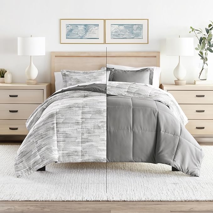 Linen Market Reversible Queen Size Comforter Set (3 Piece) - Soft and Lightweight Down Alternative Comforter Queen Set - This Includes Your Queen Comforter and 2 Pillow Shams