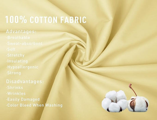 Sunflower Body Pillowcase 100% Cotton Long Pillow Cover/Case Envelope Closure 1 Pack, 20×54 inches Honeyed Straw, Soft and Breathable