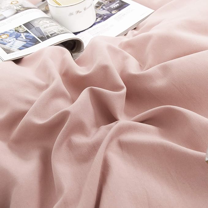 Houseri Pink Comforter Set - Light, Blush & Dusty Pink Bedding for Girls & Women - Queen Size