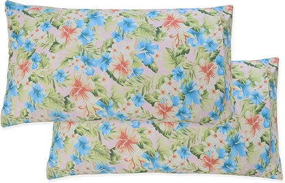Elegant Comfort Ultra Soft Set of 2 Floral Print Pillowcases - 1500 Premium Hotel Quality Microfiber, Soft and Smooth Envelope Closure 2-Piece Pillow Covers - King, Magnolia
