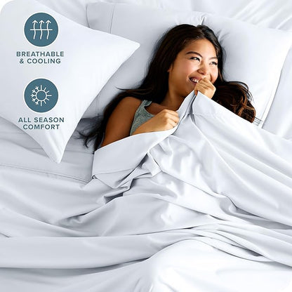 Bare Home Split King Sheet Set - 1800 Ultra-Soft Microfiber Bed Sheets - Double Brushed - Deep Pockets - Easy Fit - 5 Piece Set - Bedding Sheets & Pillowcases (Split King, White)