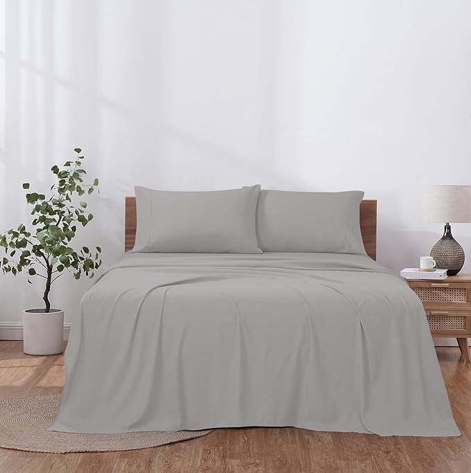 Modern Threads Soft Microfiber Solid Sheets - Luxurious Microfiber Bed Sheets - Includes Flat Sheet, Fitted Sheet with Deep Pockets, & Pillowcases Vapor Blue Twin