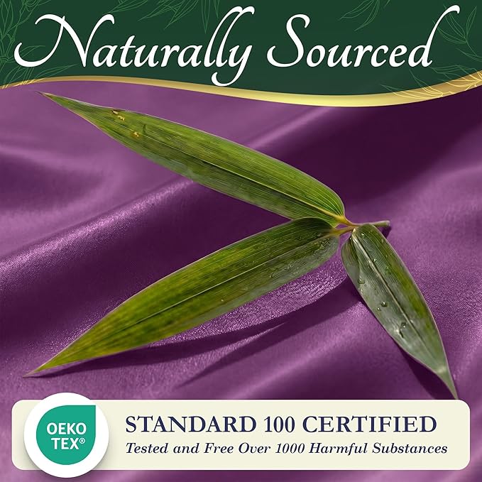 DECOLURE 100% Viscose Derived from Bamboo Sheets California King Size - Luxury 6 Pc Naturally Cooling Sheets, Ultra Soft Bed Set - Deep 17" Pockets, Double Stitching, Oeko Tex Standard (Purple)