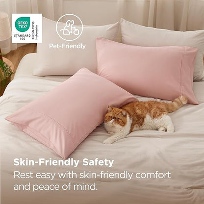 Bedsure King Size Pillow Cases Set of 2 - Blush Pink Brushed Microfiber Pillowcases 2 Pack, Super Soft Pillow Case Cover with Envelope Closure for Kids, Wrinkle, Fade Resistant, 20x36 Inches