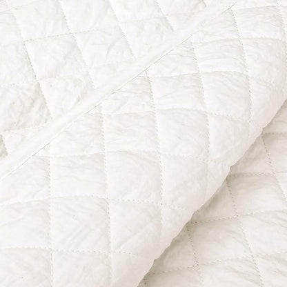 Lush Decor Ava Quilt Diamond Pattern Solid 3 Piece Oversized Bedding Blanket Bedspread Set - King - White
