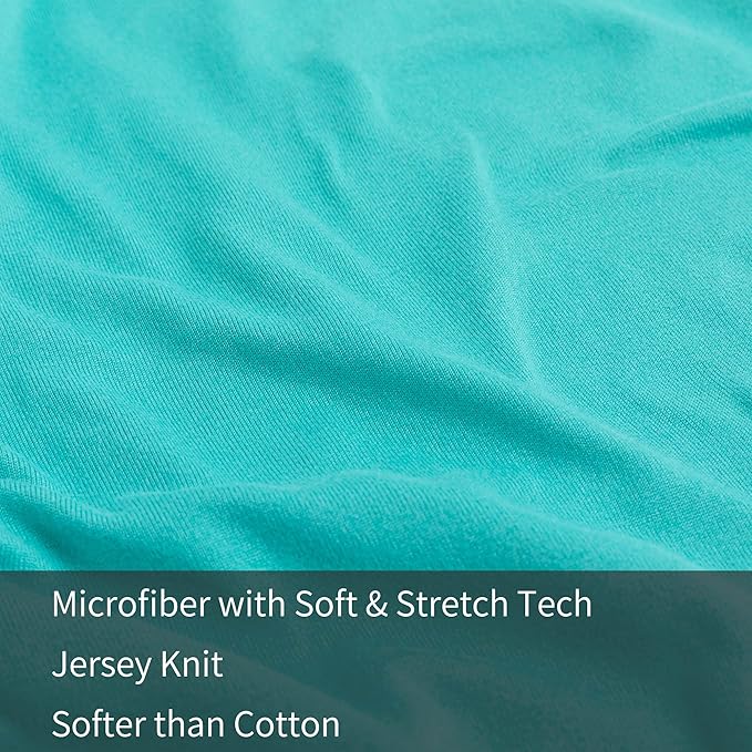 Stretch Pillow Cases King - Jersey Knit & Envelope Closure Pillowcases with Ultra Soft T-Shirt Like Polyester Blend - King Size Set of 2, Aqua