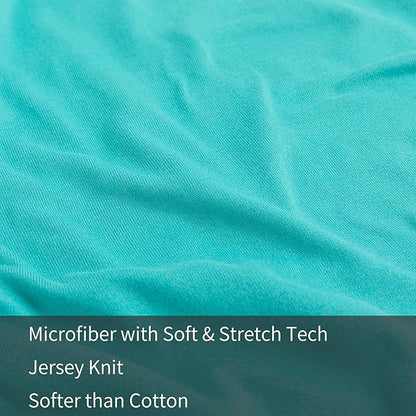 Stretch Pillow Cases King - Jersey Knit & Envelope Closure Pillowcases with Ultra Soft T-Shirt Like Polyester Blend - King Size Set of 2, Aqua