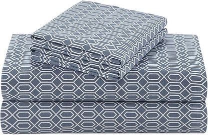 Comfort Spaces 100% Cotton Sheets Twin XL, Breathable, Naturally Cool Cotton Sheets, Soft Cotton Bed Sheets with 14" Elastic Pocket Fits up to 16" Mattress, All Seasons Sheet Set, Diamond Blue 3 Piece