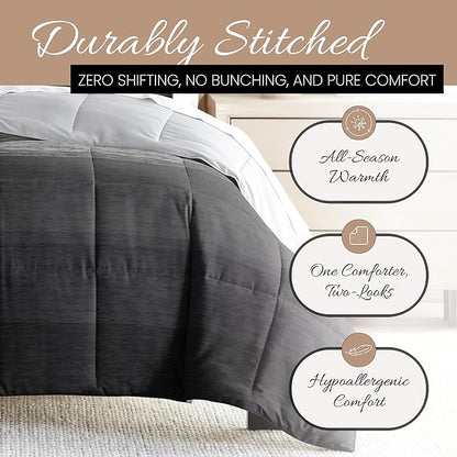 Linen Market Reversible Queen Size Comforter Set (3 Piece) - Soft and Lightweight Down Alternative Comforter Queen Set - This Includes Your Queen Comforter and 2 Pillow Shams