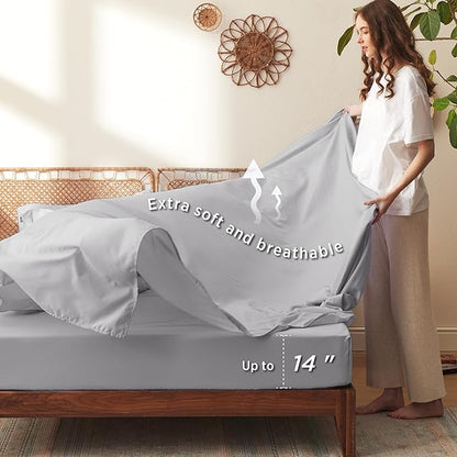Bedsure King Size Comforter Set - 7 Pieces Floral Grey Soft Bedding Sets, King Bed in a Bag with Botanical Flowers Comforter, Sheets, Pillowcases & Shams