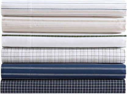 Nautica - Full Sheets, Premium Cotton Percale Bedding Set, Plaid Home Decor, Oeko-Tex Certified (Reece Plaid Navy, Full)