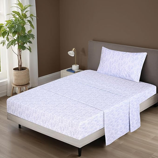 ZOYER 100% Cotton Sheets – Twin Size Percale Bedding, Cooling & Breathable, Durable with a Crisp, Soft & Comfortable Feel, 16" Deep Pocket, 3-Piece Set, Paisley Imprint
