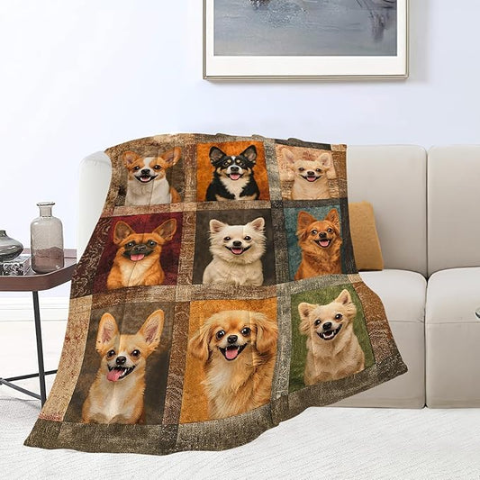 Chihuahua Blanket Super Soft Warm Fluffy Fleece Flannel Dog Animal Throw Blanket Cozy Fuzzy Plush Stuff Bedding Blankets Gifts for Women Kids Boys Girls Adults 50"X40"