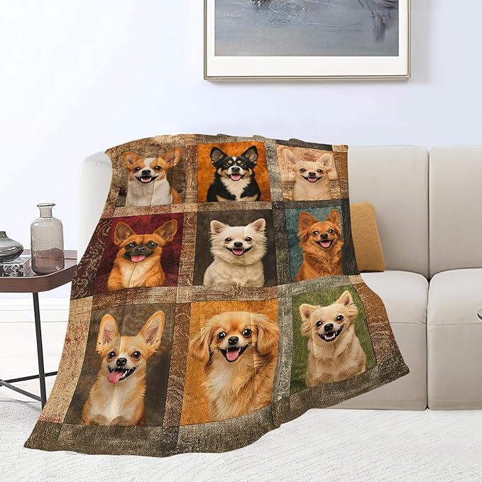 Chihuahua Blanket Super Soft Warm Fluffy Fleece Flannel Dog Animal Throw Blanket Cozy Fuzzy Plush Stuff Bedding Blankets Gifts for Women Kids Boys Girls Adults 60"X50"