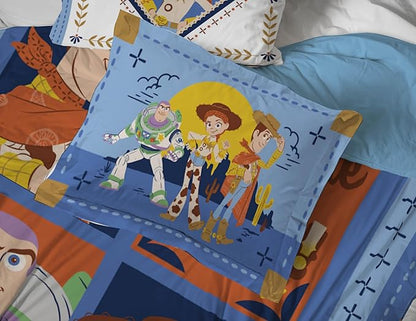 Jay Franco Kids Comforter Set Includes Sheets and Pillow Covers - Soft and Cozy Bed Set for Stylish Room Decor, Official Licensed Bedding, Blue - Toy Story, 7 Piece Full