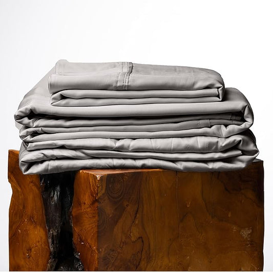 Olive + Crate Tencel Lyocell Eucalyptus Full Sheet Set - Cooling Tencel Sheets for Hot Sleepers with 16 Inch Deep Pocket Fit - Double Bed Sheets - Stone Gray 4-Piece Set
