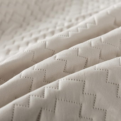 R.SHARE Beige Cream Tan Queen Size Quilt Bedding Sets with Pillow Shams, Boho Lightweight Soft Bedspread Coverlet, Quilted Blanket Thin Comforter Bed Cover for All Season, 3 Pieces, 90x90 inches