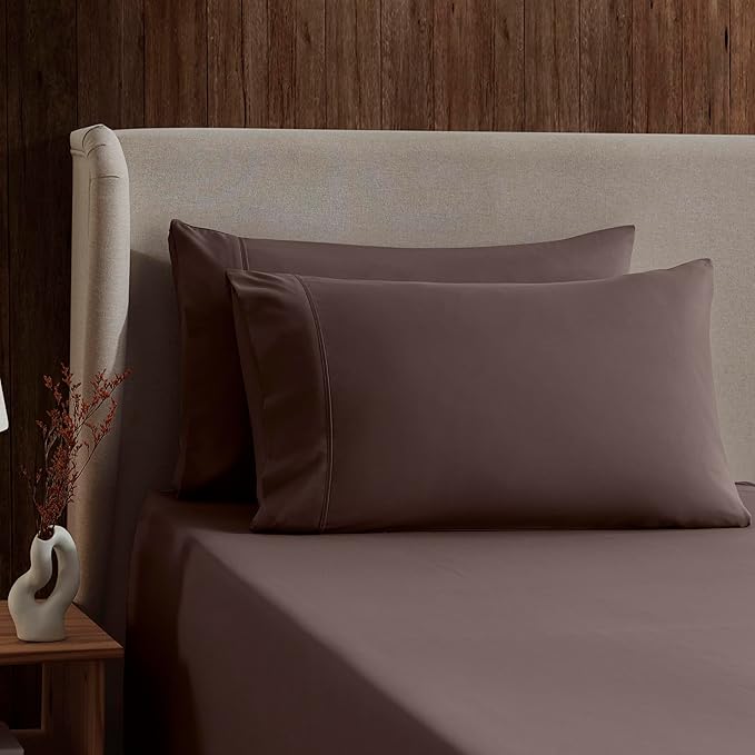 Nestl California King Sheet Set - 1800 Ultra-Soft Microfiber Cal King Bed Sheets - Double Brushed - Deep Pockets - Easy Fit - 4 Piece Set - Bed Sheets (California King, Chocolate Brown)