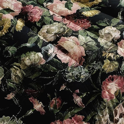 Boho Floral Comforter Set Queen Black Floral Bedding Sets 3PCS for Kids Teen Adult Flowers Leaves Room Decor Ultra-Soft Lightweight Microfiber 1 Comforter with 2 Pillowcases