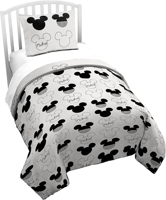 Jay Franco Kids Duvet Cover Set with Sham & Pillowcase – Ultra-Soft Bedding for Room Decor, Cover ONLY Comforter NOT Included, White - Mickey Mouse, 2 Piece Twin