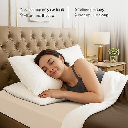 Utopia Bedding King Fitted Sheet - Bottom Sheet - Deep Pocket - Soft Microfiber - Shrinkage and Fade Resistant - Easy Care -1 Fitted Sheet Only (Beige)