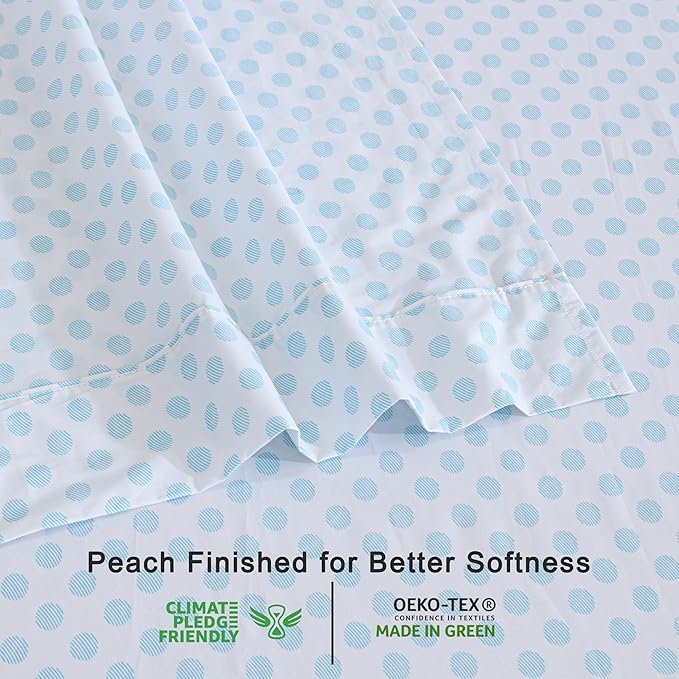 RUVANTI 100% Organic Cotton Sheets Split King, Percale Weave, GOTS Certified, 5-Piece Set, Deep Pocket 15", Crisp & Breathable, Soft Durable Bedding, Sábanas Algodón Orgánico – Circle Imprint