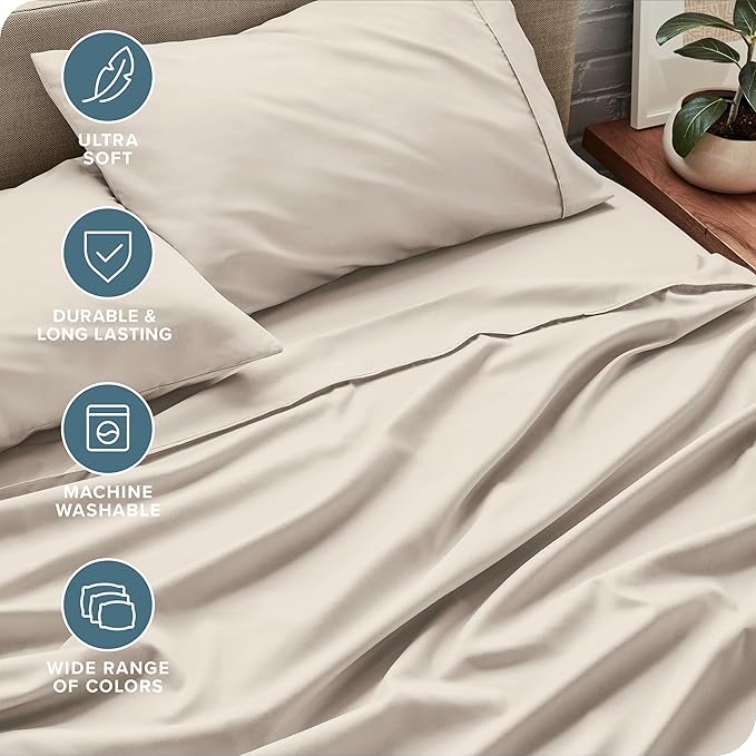 Bare Home King Sheet Set - 1800 Ultra-Soft Microfiber King Bed Sheets - Double Brushed - Deep Pockets - Easy Fit - 4 Piece Set - Bedding Sheets & Pillowcases (King, Wheat)