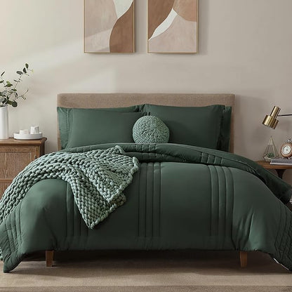 Monbix Full Comforter Set - 7 Pieces Deep Forest Bed in a Bag Full Size Bedding Sets with Comforters, All Seasons Comforter with Sheets, Pillowcases & Shams
