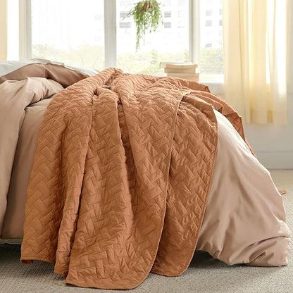 Bedsure Quilts Queen Size - Lightweight Bedspreads Queen Size with Basket Weave Pattern, Soft Quilt Bedding Set, Hazel Brown Comforter Set Coverlet for All Seasons with 2 Pillow Shams (90" x 96") | Skin-Friendly Soft, All-Season Comfort, Breathable, Li...